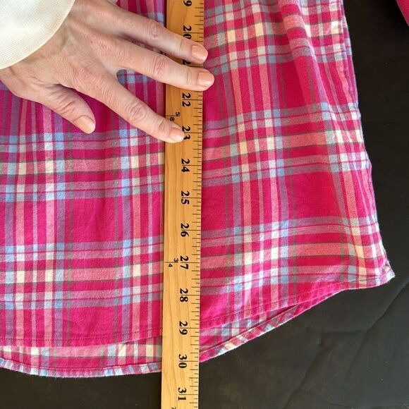 Vineyard‎ Vines Flannel Shirt Dress Girls Size 10 Pink Plaid Button Front Preppy - Picture 15 of 15